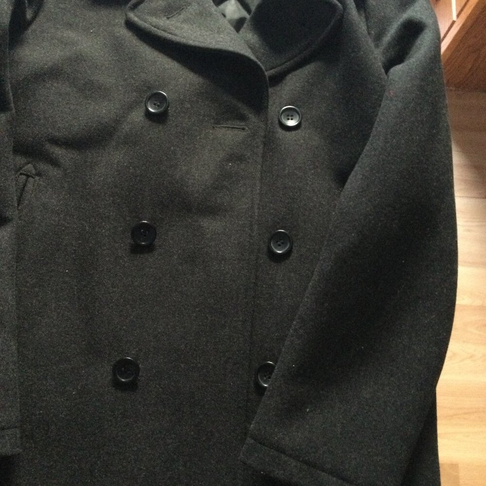 Joe men's coat black large 87cm long 40% wool